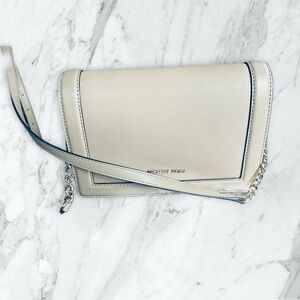 Michael Kors cream crossbody handbag with gold hardware